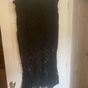 Lane Bryant black crocheted long skirt over short